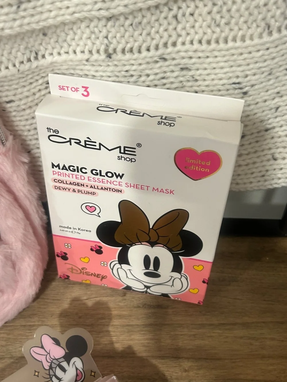 Disney Pink Faux Fur Minnie Mouse Kids Backpack with Sequin Bow Bundle
